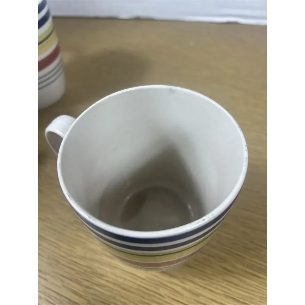 Pier 1 Coffee Mugs Horizontal Stripes Set of 4